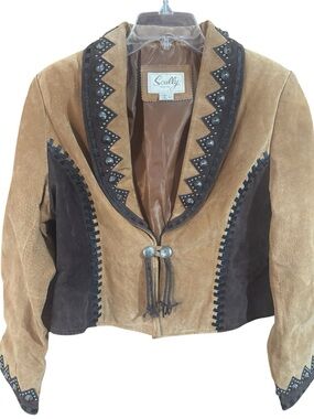 Scully Two-Tone Tan and Dark Brown Suede Western Jacket